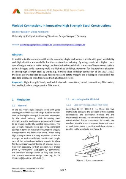  Welded Connections in innovative High Strength Steel Constructions